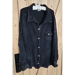 Oversized waffle knit 2XL Shacket Wood button up Women's Longsleeve Shirt Lagen